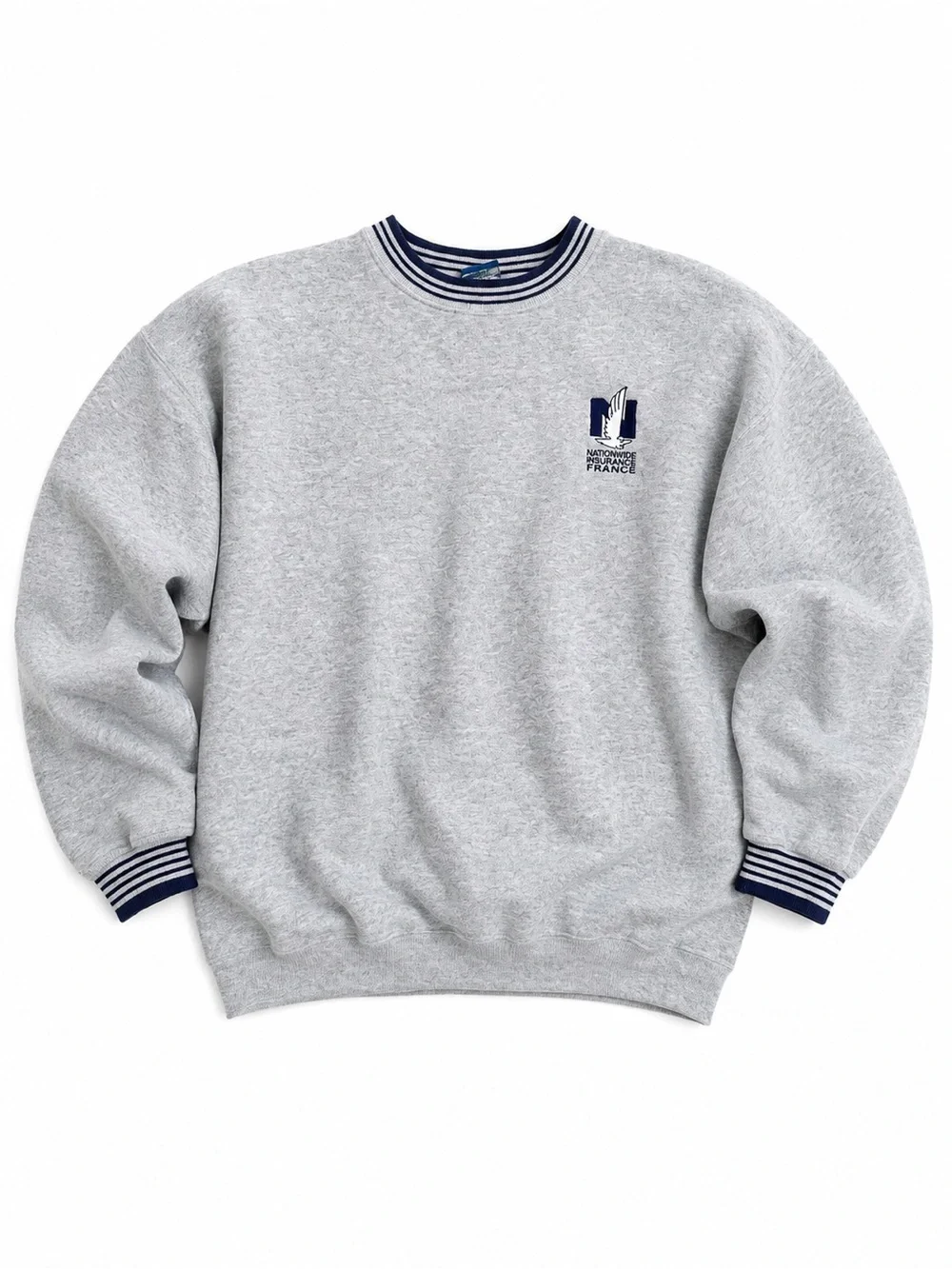 Vintage 90s Nationwide Insurance Sweatshirt XL USA Made Gray Striped Crewneck